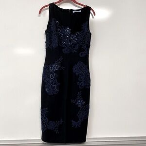 Blumarine Italian Cocktail Dress. Crocheted Lace & Rhinestones  42 EU. Medium